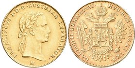 Haus Habsburg: Franz II. (I.) 1792-1835: ½ Sovrano 1835 M, Milano, KM# C 10a.2, Frühwald 601, Friedberg 741e. 5,61 g, 900/1000 Gold. , Kratzer, sehr s...