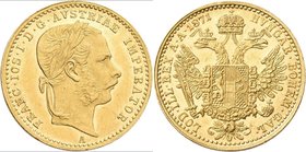 Haus Habsburg: Franz Joseph I. 1848-1916: Dukat 1871 A, KM# 2266, Friedberg 492. 3,49 g, 986/1000 Gold. Kratzer, sehr schön - vorzüglich.
 [plus 19 %...