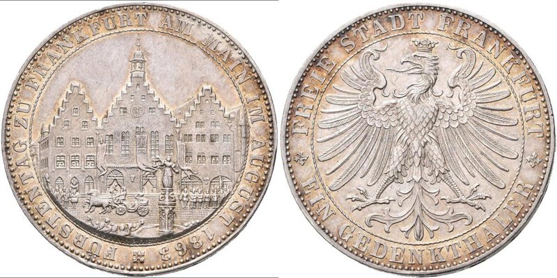 Frankfurt am Main: Frankfurt a.M., freie Stadt: Taler 1863 (Ein Gedenkthaler), F...