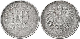 Ersatzmünzen des 1. Weltkriegs: ERROR COIN: 10 Pfennig 1916-1922 (Eisen, Ersatzmünze), Jaeger 298, mit markanter Prägeschwäche so dass man Jahreszahl,...