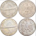 Weimarer Republik: Lot 2 Münzen: 3 Reichsmark 1930 E, Graf Zeppelin, Jaeger 342 + 5 Reichsmark 1930 E, Graf Zeppelin, Jaeger 343, beide sehr schön - v...