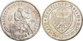 Weimarer Republik: 3 Reichsmark 1930 E, Walther von der Vogelweide, Jaeger 344, Patina, sonst vorzüglich.
 [taxed under margin system]