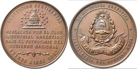 Medaillen alle Welt: Argentinien: Bronzemedaille 1882 von R. Grande. Preismedaille der Kontinental-Ausstellung in Buenos Aires 1882, 45 mm, 39,28 g, v...