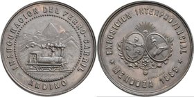 Medaillen alle Welt: Argentinien: Bronzemedaille 1885 von J. Domingo, auf die Interprovinzialausstellung in Mendoza und die Eröffnung der Eisenbahn in...