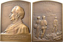 Medaillen alle Welt: Belgien: Bronzeplakette 1905 von Dupres, auf das 100jährige Jubiläum der Minen von Bruay. Brustbild H. Marmottan, des Präsidenten...