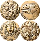 Medaillen alle Welt: Grönland/Island: Lot 2 bronzene Kunstmedaillen von Eila Hiltunen, Grönland 1973, 70 mm, 256 g und Island 1973, 70 mm, 286 g. Beid...