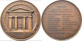 Medaillen alle Welt: Großbritannien: Bronzemedaille 1938 von J. R. Pinches, auf 100 Jahre Bahnstrecke London-Birmingham, 64 mm, 129 g, Im Originaletui...