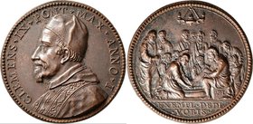 Medaillen alle Welt: Italien-Kirchenstaat, Clemens IX. 1667-1669: Æ Medaille Anno I (1667/1668) von Hamerani (AH), auf die Fußwaschung. Brustbild nach...
