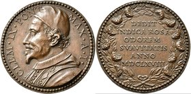Medaillen alle Welt: Italien-Kirchenstaat, Clemens IX. 1667-1669: Æ Medaille Anno I (1668), unsigniert, von G. Morone, auf die Seligsprechung von Rosa...