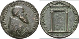 Medaillen alle Welt: Italien-Kirchenstaat, Julius III. 1550-1555: Bronzemedaille o.J. (um 1550), unsigniert von G. Bonzagni, zur Öffnung der Hl. Pfort...