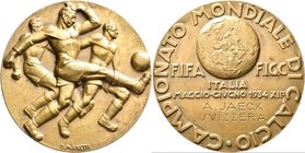 Medaillen alle Welt: Italien: Bronzemedaille 1934 von Dante Manetti, Werkstatt Artistici Fiorentini, Firenze. Teilnehmermedaille der Fussball-Weltmeis...