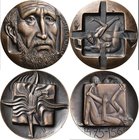 Medaillen alle Welt: Italien: Dreiteilige Bronzemedaille 1977 von Kauko Räsänen, auf 500. Geburtstag des italienischen Renaissance-Künstler Michelange...