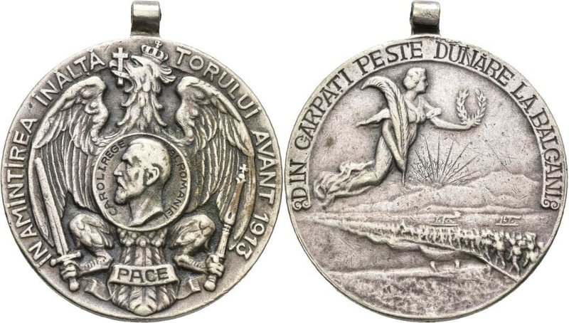 Medaillen alle Welt: Rumänien, Karl I., 1866-1914: Silbermedaille 1913, auf die ...