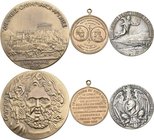 Medaillen alle Welt: kleines Lot 3 Medaillen: Rumänien 1913: Donauübergang Corabia, Randpunze S, 14,3 g. Wurzbach 4375, entfernter Henkel, Sachsen 188...