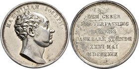 Medaillen Deutschland: Bayern-Königreich, Maximilian I. Joseph 1806-1825:, Silbermedaille 1819, Stempel von Losch, auf den 1. Jahrestag der Verfassung...