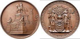 Medaillen Deutschland: Breslau/Schlesien: Bronzemedaille 1896, Stempel von G. Pniower, auf die Enthüllung des Kaiser-Wilhelm-Denkmals. Ansicht des Den...