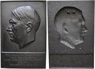Medaillen Deutschland: Drittes Reich 1933-1945: Hitler, Adolf, einseitige Eisengußplakette 1933, signiert W. Wolff. Kopf nach links, im Abschnitt 5 Ze...