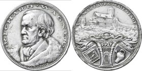 Medaillen Deutschland: Eisenach/Thüringen: Weißmetall-Medaille 1923 von Karl Goetz, auf Richard Wagner und das Erste Musukfest auf der Wartburg anläßl...