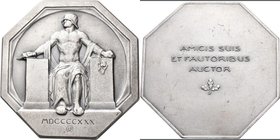 Medaillen Deutschland: Erlangen: Oktogonale Silber-Plakette 1930 von E. Beyer, auf die Einweihung des Gefallenendenkmals und zur Erinnerung an die im ...