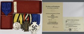 Orden & Ehrenzeichen: 3er Spange Auszeichnungen: Tapferkeitsmedaille 1892 Württemberg (OEK 3035), Ehrenkreuz für Frontkämpfer 1914/1918 (OEK 3803) mit...