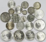 Alle Welt: Lot von 20 Silbermünzen aus aller Welt, Dänemark, Bulgarien, Griechenland, Italien, Lettland, Schweiz, Sowjetunion, Türkei und USA, sehr sc...