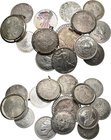 Alle Welt: Kleines Lot Silbermünzen, dabei: 4 x MT-Taler 1780 (2x gefasst), 2 x 5 Mark (Preußen+Bayern), 2 x USA Silver Eagle sowie 5 weitere Münzen u...