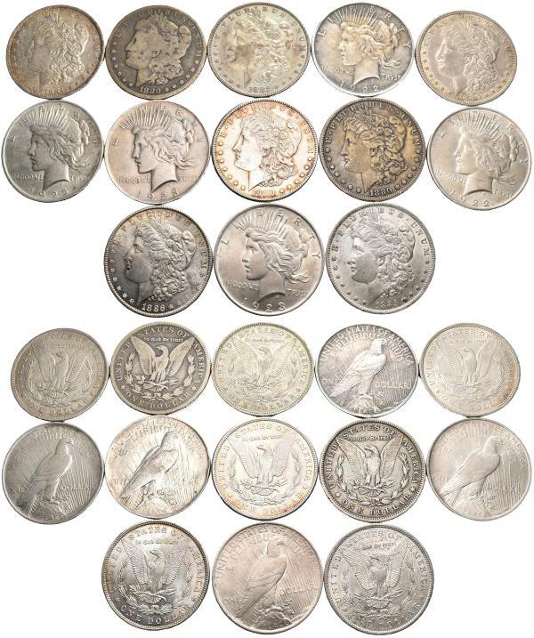 Vereinigte Staaten von Amerika: Lot 13 Münzen, dabei 8 x Morgan Dollar 1880 - 19...