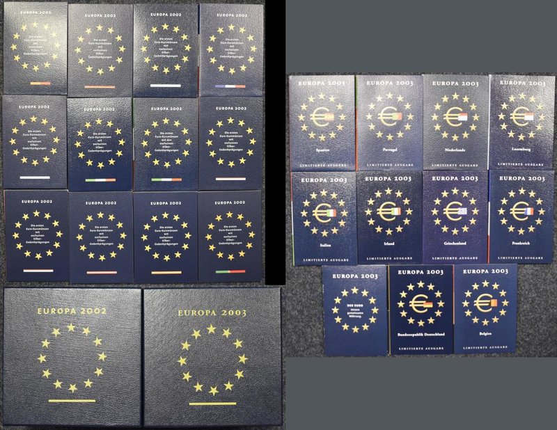 Euromünzen: 2 Boxen voll mit Euromünzen 1c bis 2 Euro plus Medaille der Euroländ...