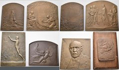 Medaillen alle Welt: Frankreich/Belgien/Österreich: Lot 6 Bronzeplaketten, Frankreich: Jugendstil-Plakette o.J. (1899) von Georges Dupré auf das neue ...