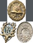 Orden & Ehrenzeichen: Lot 3 Stück, 1. Weltkrieg 1914-1918: Verwundetenabzeichen für das Heer und die Kolonialtruppen / Drittes Reich 1933-1945: Verwun...