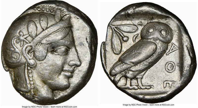 ATTICA. Athens. Ca. 455-440 BC. AR tetradrachm (25mm, 17.11 gm, 7h). NGC VF 5/5 ...