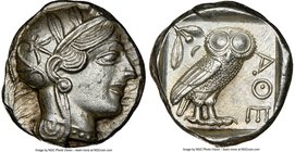ATTICA. Athens. Ca. 440-404 BC. AR tetradrachm (24mm, 17.21 gm, 6h). NGC Choice AU 5/5 - 5/5. Mid-mass coinage issue. Head of Athena right, wearing cr...