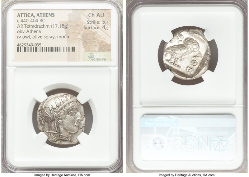 ATTICA. Athens. Ca. 440-404 BC. AR tetradrachm (25mm, 17.18 gm, 7h). NGC Choice ...