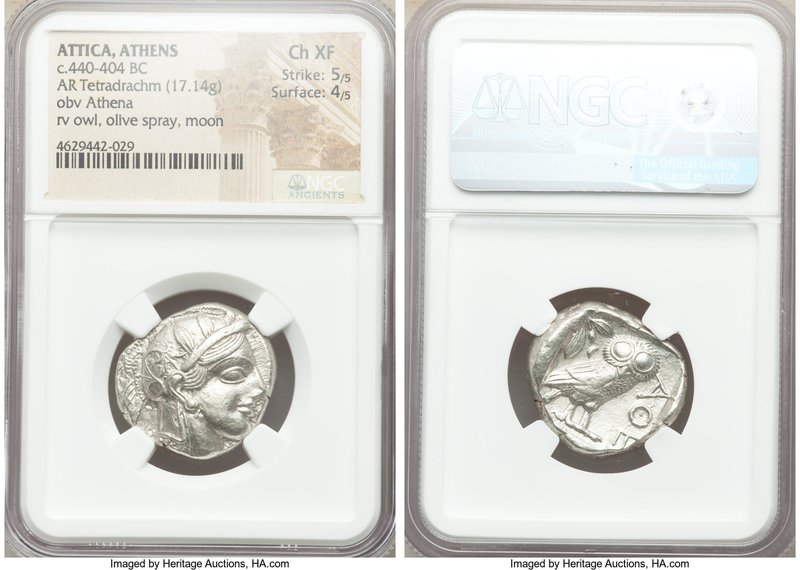 ATTICA. Athens. Ca. 440-404 BC. AR tetradrachm (24mm, 17.14 gm, 1h). NGC Choice ...