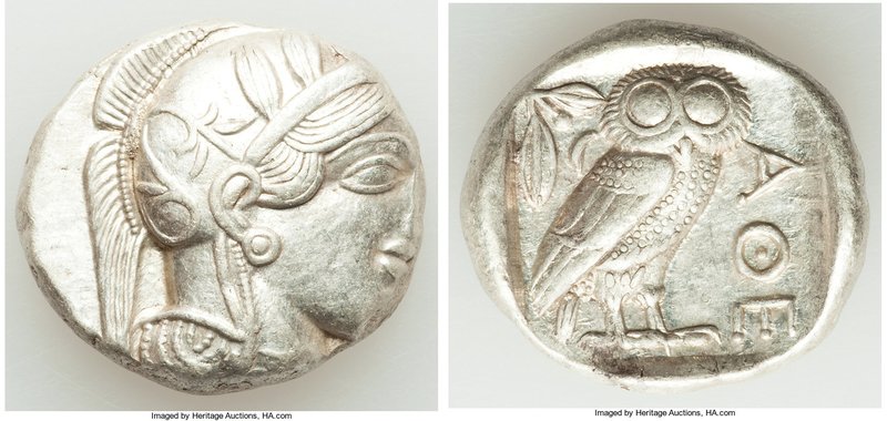 ATTICA. Athens. Ca. 440-404 BC. AR tetradrachm (25mm, 17.20 gm, 6h). XF. Mid-mas...