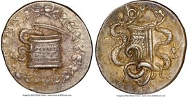 IONIA. Ephesus. Ca. 180/167-133 BC. AR cistophorus (29mm, 12h). NGC Choice XF. Ca. 166-160 BC. Serpent emerging from cista mystica decorated with mean...