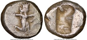 ACHAEMENID PERSIA. Darius I-Xerxes I (ca. 505-480 BC). AR siglos (15mm). NGC Choice Fine. Sardes mint. Persian king or hero, wearing cidaris and candy...