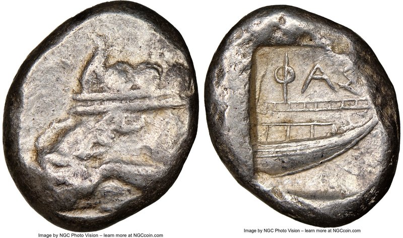 LYCIA. Phaselis. Ca. 500-440 BC. AR stater (22mm, 6h). NGC VF. Prow of galley le...