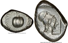 PAMPHYLIA. Side. Ca. 5th century BC. AR stater (22mm, 10.82 gm, 10h). NGC Choice XF 4/5 - 4/5. Ca. 430-400 BC. Pomegranate, guilloche beaded border / ...