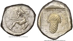 CILICIA. Soloi. Ca. 440-400 BC. AR stater (23mm, 9h). NGC Choice Fine. Amazon, nude to waist, on one knee left, wearing pointed cap, bowcase attached ...