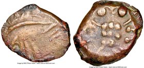 ARABIA. Lihyan. Ca. 2nd-1st centuries BC. AE drachm (16mm, 11h). NGC VF. Imitating Athens. Devolved head of Athena right / AΘE, devolved owl standing ...