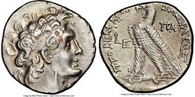 PTOLEMAIC EGYPT. Cleopatra III and Ptolemy IX Soter II (116/5-107 BC). AR stater or tetradrachm (27mm, 11h). NGC XF, brushed. Alexandria, dated Regnal...