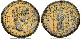 CARIA. Antiochia ad Maeandrum. Augustus (27 BC-AD 14). AE hemiassarion (14mm, 6h). NGC XF. Paeoneus, member of the synarchia. CEB-A-CTOC, bare head of...
