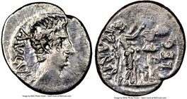 Augustus (27 BC-AD 14). AR quinarius (13mm, 6h). NGC Choice VF, brushed. Spain, Emerita, under P. Carisius, legate, ca. 25-23 BC. AVGVST, bare head of...