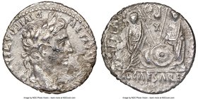 Augustus (27 BC-AD 14). AR denarius (17mm, 10h). NGC Fine. Lugdunum, 2 BC-AD 4. CAESAR AVGVSTVS-DIVI F PATER PATRIAE, laureate head of Augustus right ...