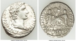 Augustus (27 BC-AD 14). AR denarius (19mm, 3.65 gm, 5h). Choice VF, porosity. Lugdunum, 2 BC-AD 4. CAESAR AVGVSTVS-DIVI F PATER PATRIAE, laureate head...