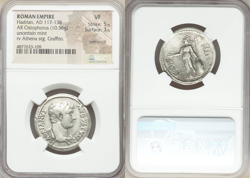 Hadrian (AD 117-138). AR cistophorus (27mm, 10.56 gm, 6h). NGC VF 5/5 - 3/5, ove...