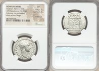 Hadrian (AD 117-138). AR cistophorus (27mm, 10.71 gm, 6h). NGC VF 5/5 - 3/5, overstruck. Ephesus, after AD 128. HADRIANVS-AVG COS III P P, bare head o...