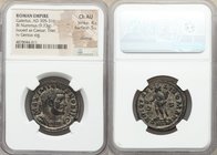 Galerius, as Caesar (AD 305-311). BI follis or nummus (28mm, 9.73 gm, 12h). NGC Choice AU 4/5 - 5/5, Silvering. Trier, 2nd officina, AD 302-303. MAXIM...