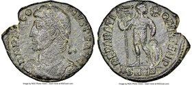 Procopius (AD 365-366). AE centenionalis (20mm, 11h). NGC VF. Heraclea, 2nd officina. D N PROCO-PIVS P F AVG, pearl-diademed, draped, cuirassed bust o...